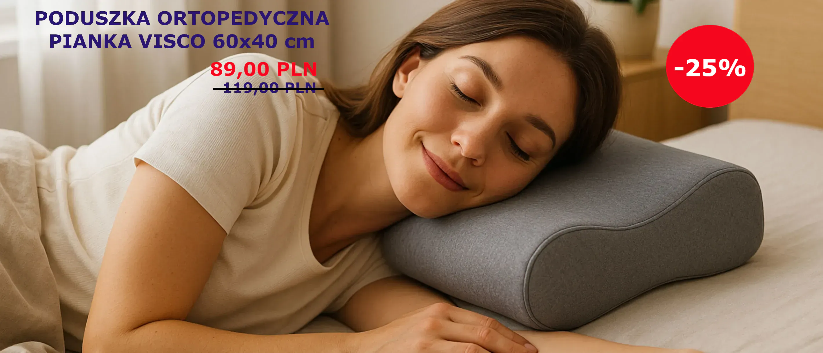 Poduszka ortopedyczna z pianką VISCO  60x40 cm – komfortowy sen z Lubatex