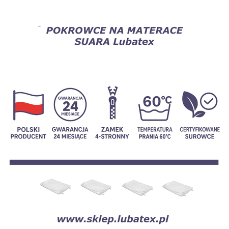 Pokrowiec na materac 100x200 gruby pikowany z zamkiem Suara Lubatex